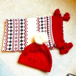 Talbots Red Patterned Winter Scarf.